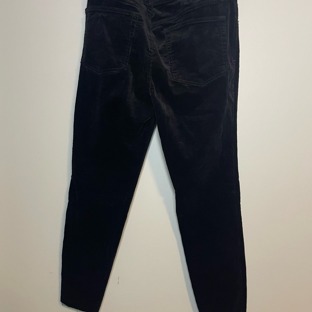 OAT NY women’s black corduroy high rise straight leg cropped raw hem pant sz 30 - Picture 7 of 9